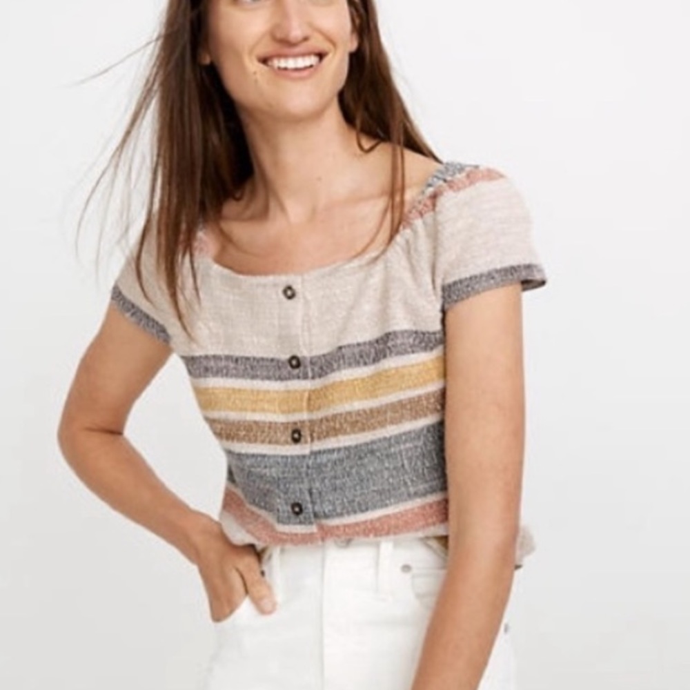 Madewell x Texture and Thread Button Stripe Top XS